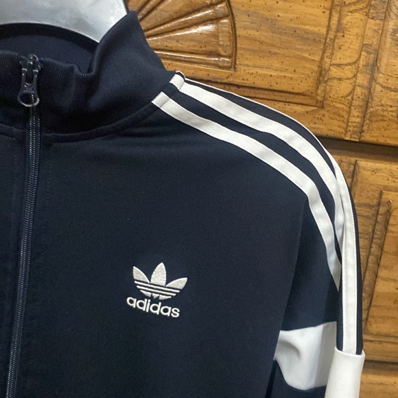 Adidas Jacket Navy with White Stripes Youth Large - Picture 3 of 5